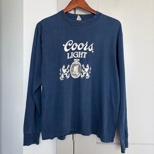 VINTAGE SINGLE STICH COORS LIGHT LOGO LONG SLEEVE T-SHIRT BLUE MEN'S LARGE
